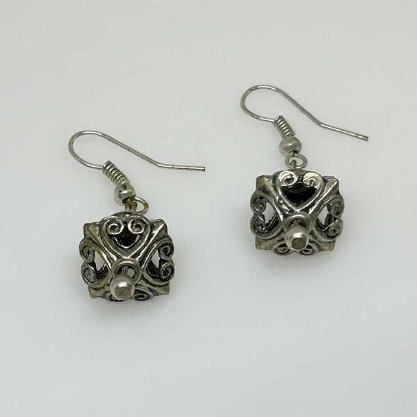 Detailed and Dainty Silver  Vintage Dangle Earrings