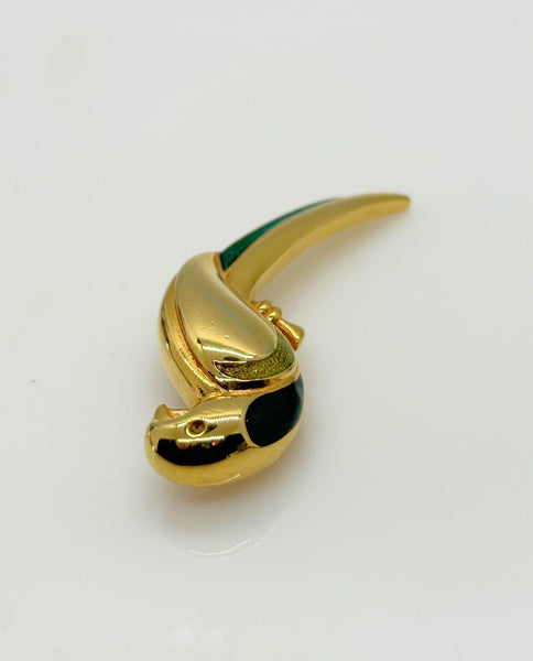 LC Sleek Gold Tone Parrot Brooch