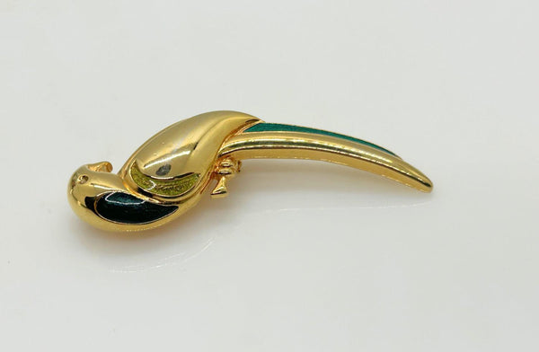 LC Sleek Gold Tone Parrot Brooch