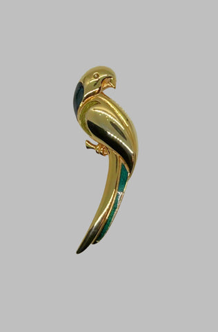 LC Sleek Gold Tone Parrot Brooch