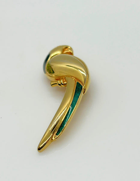 LC Sleek Gold Tone Parrot Brooch