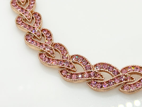 Glorious Nolan Miller Pink Rhinestone Herringbone Demi Parure