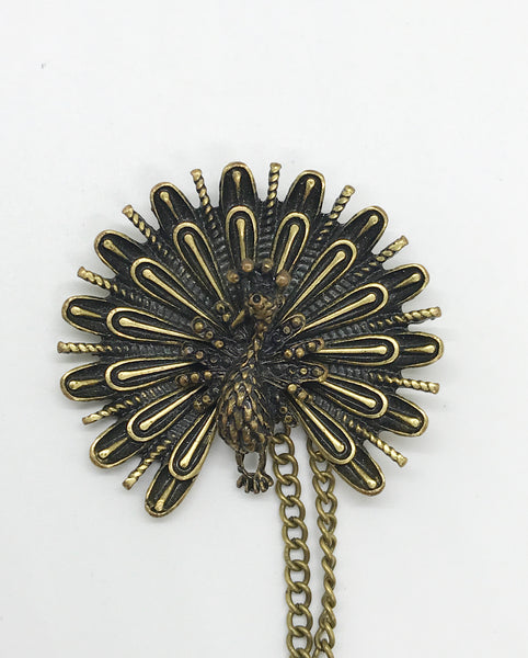 Detailed Peacock Pendant with Cha