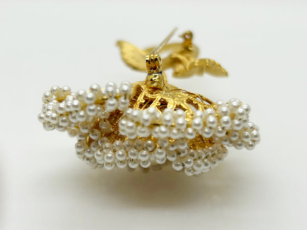 Fabulous Vintage Pearl Studded Flower Brooch