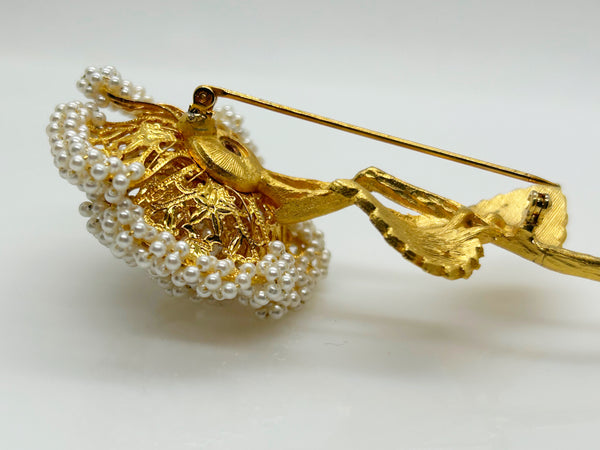 Fabulous Vintage Pearl Studded Flower Brooch