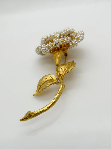 Fabulous Vintage Pearl Studded Flower Brooch