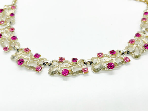 Vintage Pink and Magenta Rhinestone Choker Necklace. needs stone