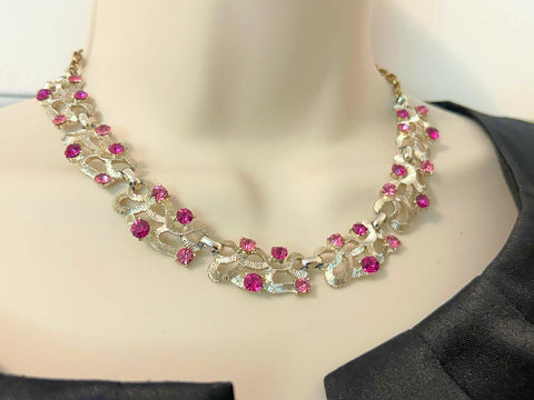 Vintage Pink and Magenta Rhinestone Choker Necklace - Lamoree’s Vintage