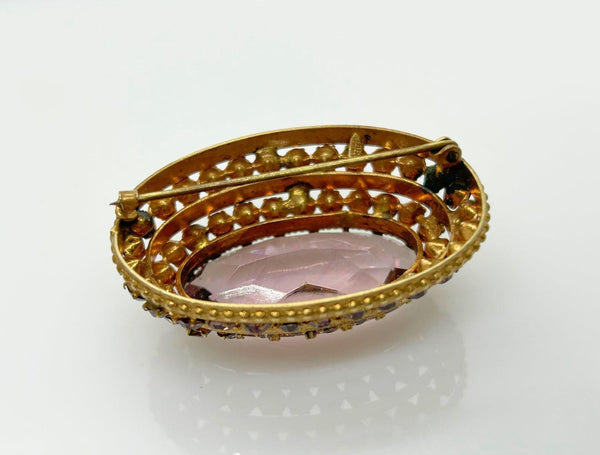 Vintage Czech Layered Brooch with Shades of Violet Stones