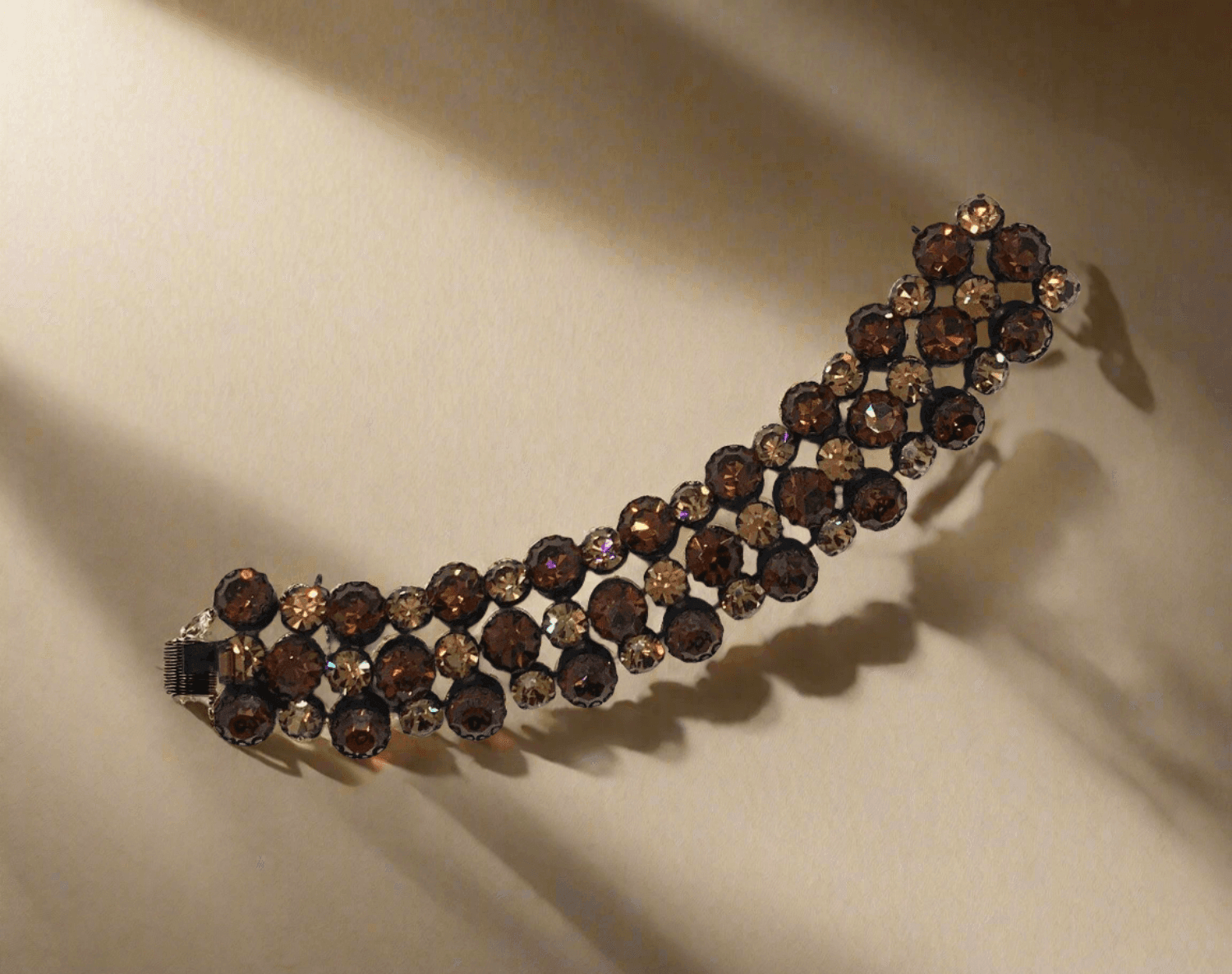 Pure Luxury: Unsigned Regency Root Beer Rhinestone Vintage Bracelet - Lamoree’s Vintage