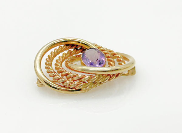 Vintage Van Dell Brooch With Purple Stone, 1/20th 12K