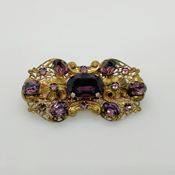 Dazzling 1930s Czech Purple Glass Brooch