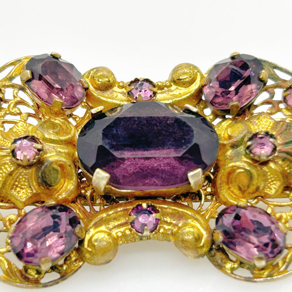 Dazzling 1930s Czech Purple Glass Brooch