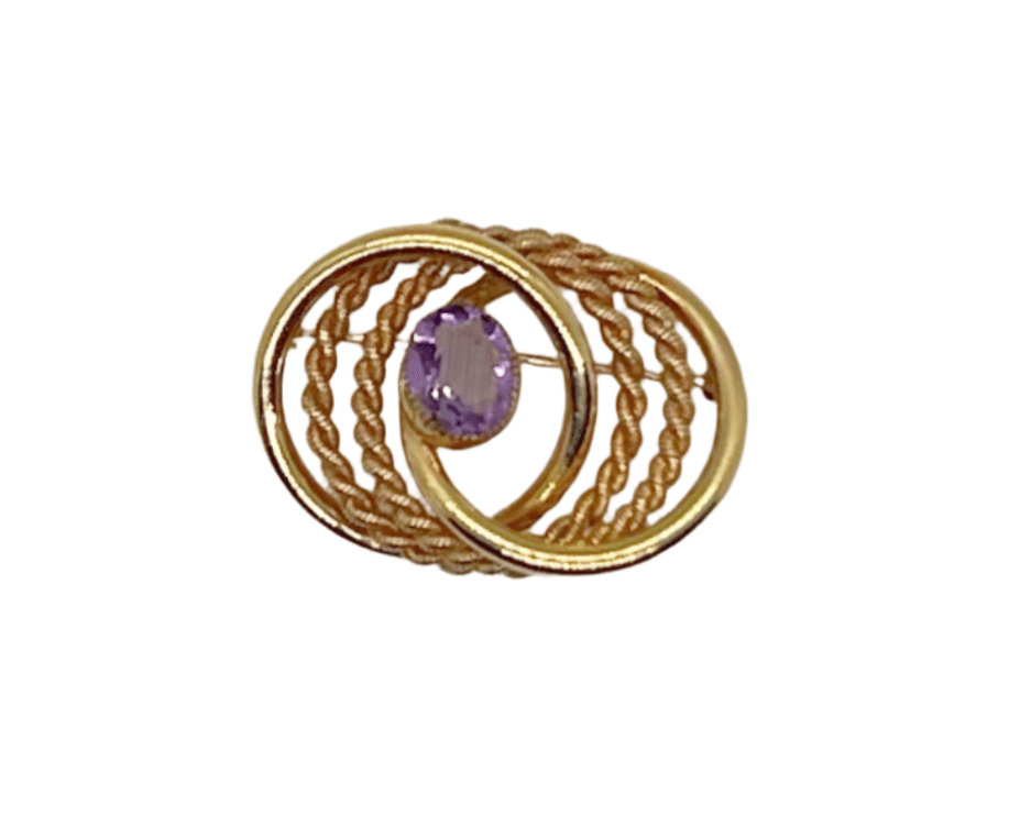 Vintage Van Dell Brooch With Purple Stone