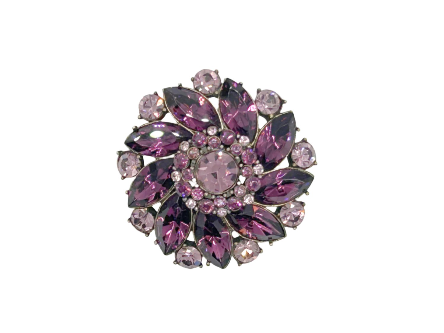 Vivid Purple and Pink Vintage Rhinestone Brooch