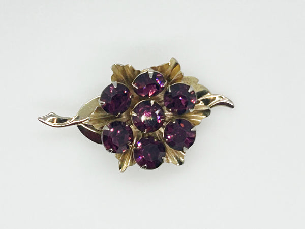 Vintage Spinning Brooch with Vibrant Purple Stones