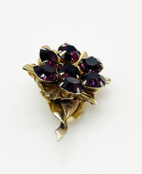 Vintage Spinning Brooch with Vibrant Purple Stones