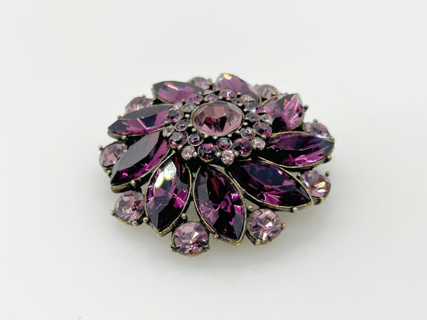 Vivid Purple and Pink Vintage Rhinestone Brooch