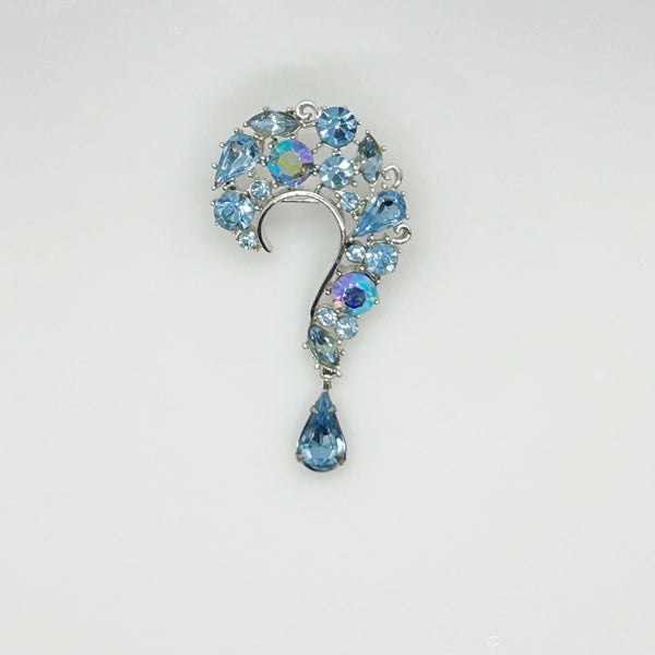 Blue Lisner Question Mark Vintage Brooch