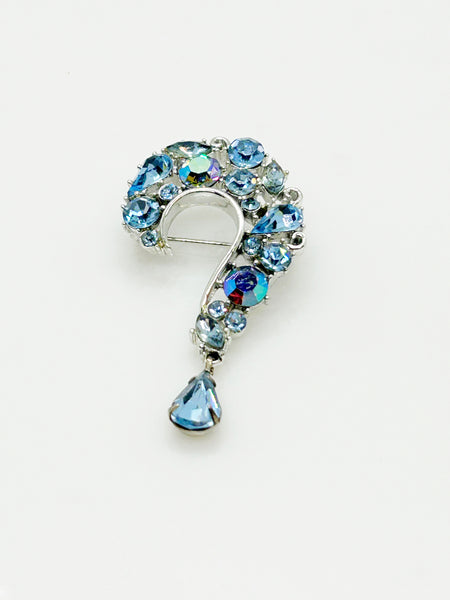 Blue Lisner Question Mark Vintage Brooch