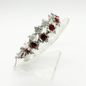 Vintage Deep Ruby Royal Red and White Rhinestone Bracelet