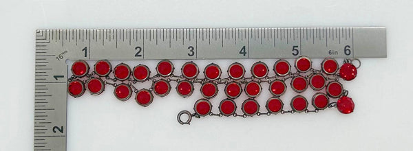 Vintage Art Deco Red Sparkling Stones Sterling Riviere