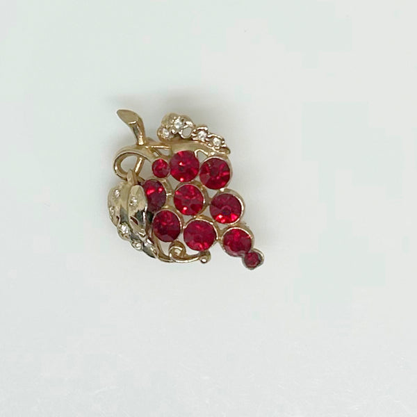 Ruby Red Bunch of Grapes Vintage Brooch