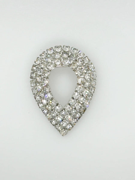 Vintage Rhinestone Teardrop Brooch