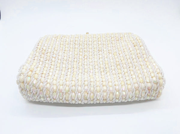 Vintage Cream Colored Richere Beaded Evening Clutch