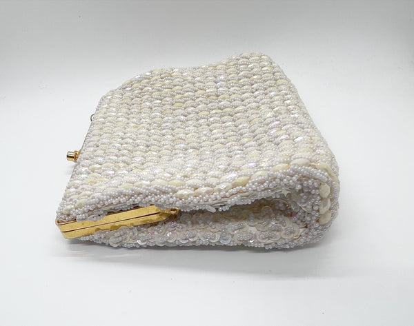 Vintage Cream Colored Richere Beaded Evening Clutch