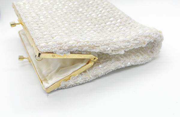 Vintage Cream Colored Richere Beaded Evening Clutch