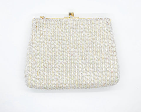 Vintage Cream Colored Richere Beaded Evening Clutch