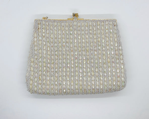 Vintage Cream Colored Richere Beaded Evening Clutch