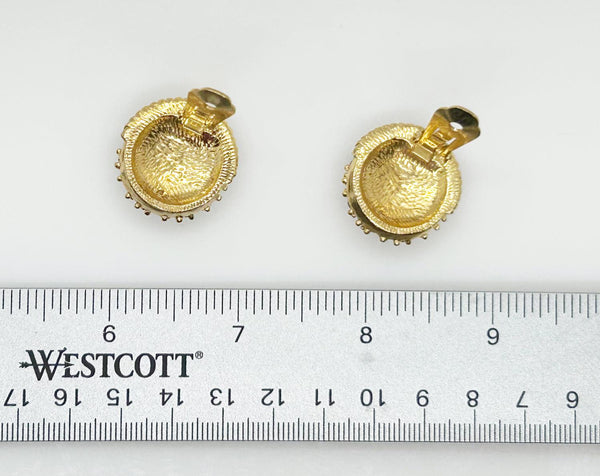 Vintage Round Golden Rhinestone Earrings - Lamoree’s Vintage