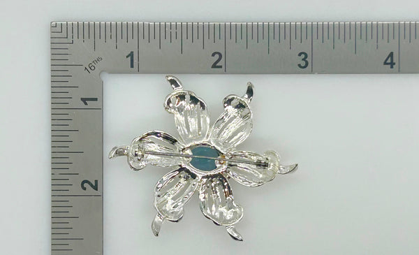 Vintage ROMAN Flower Brooch with Blue Center