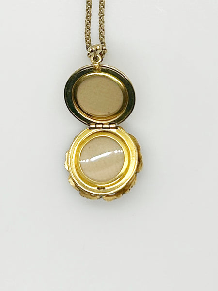 Vintage Round Fanciful Locket with Chain