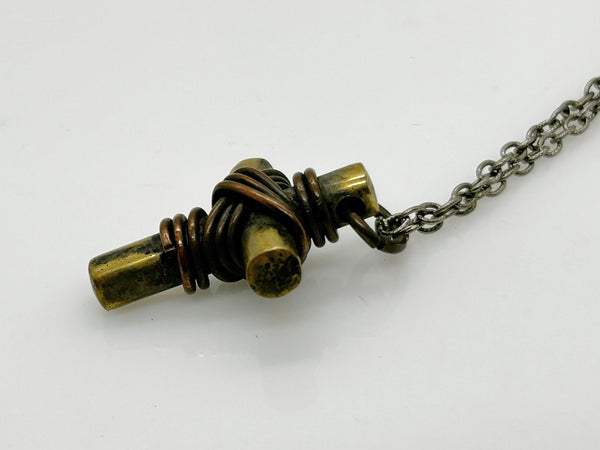 Vintage Rugged Brass Cross Necklace