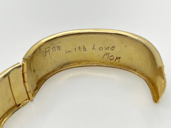 Beautiful Gold Bangle Bracelet Engraved 1963