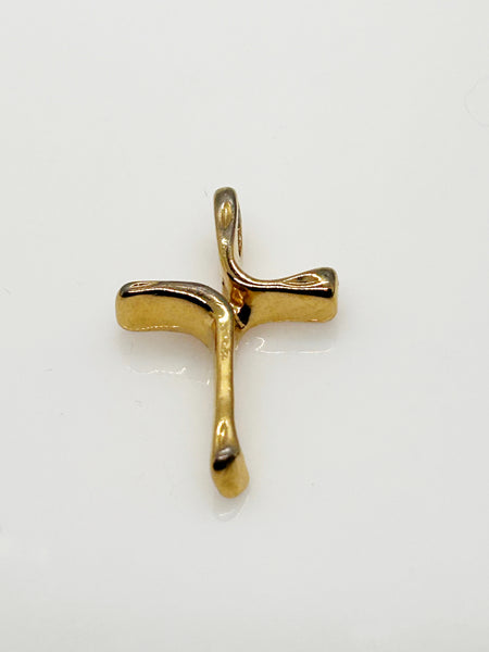 Sophisticated and Simple Curving Modernist Cross Pendant