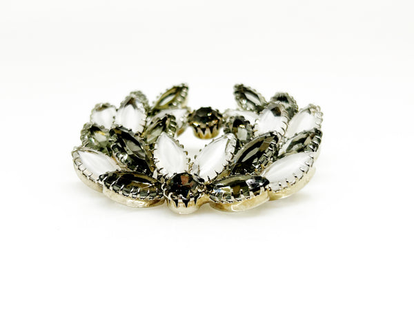 Unusual Vintage Dark Gray and Silver Sparkling Wreath Brooch