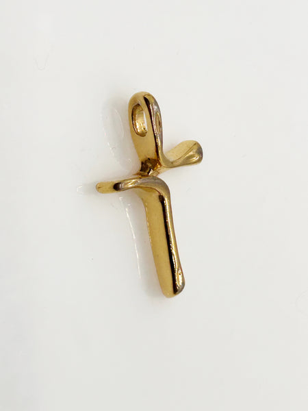 Sophisticated and Simple Curving Modernist Cross Pendant