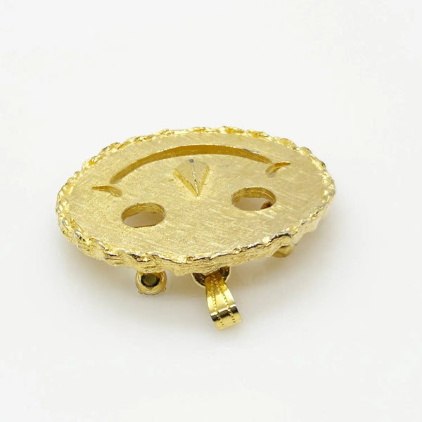 Vintage Smiley Face Pendant with Rhinestone Eyes