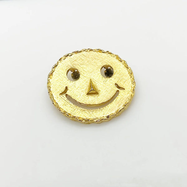 Vintage Smiley Face Pendant with Rhinestone Eyes