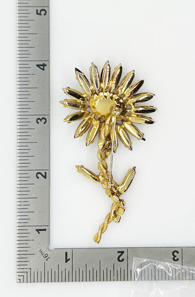 Striking Black and Gold Vintage Flower Pin