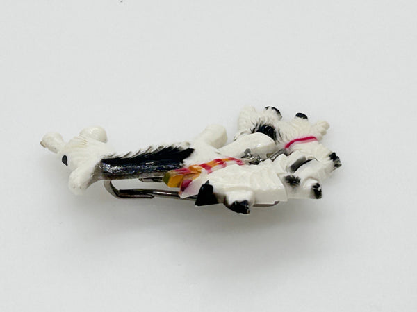 Vintage Celluloid White and Black Terrier and Puppy Pin