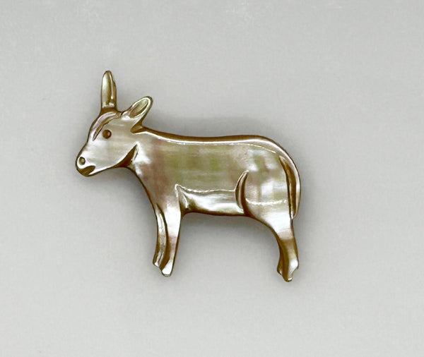 Sweet Vintage Mother of Pearl Donkey Brooch