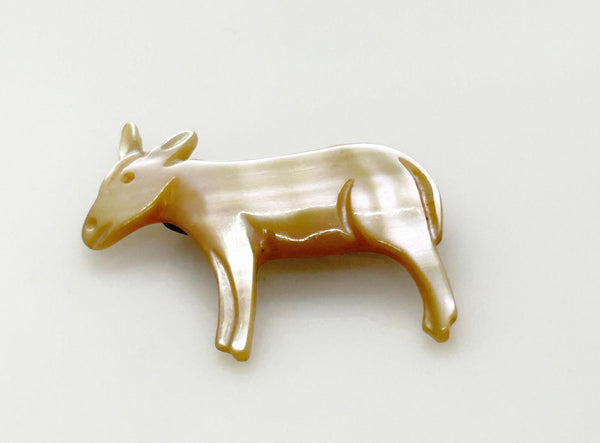 Sweet Vintage Mother of Pearl Donkey Brooch