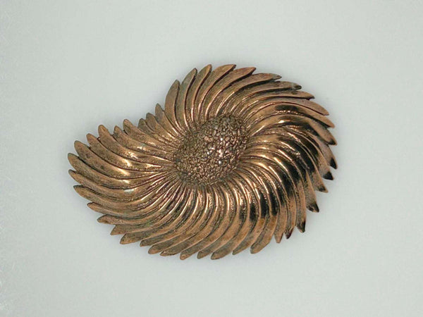 Compelling Vintage Tortolani Copper Toned Shell Brooch