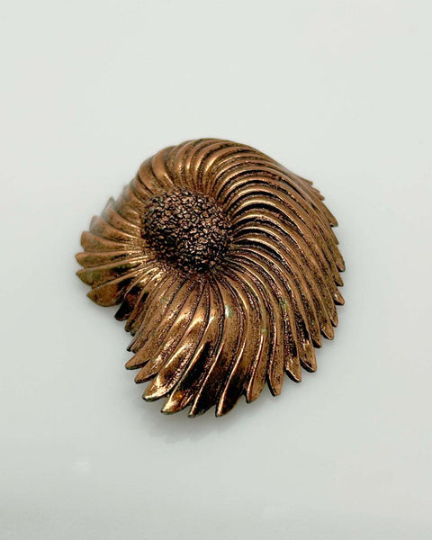 Compelling Vintage Tortolani Copper Toned Shell Brooch