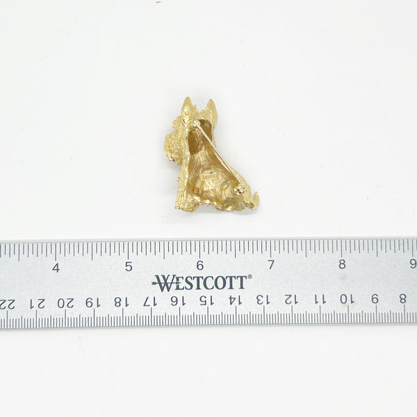 Exceptional Crown Trifari Gold Scottish Terrier Brooch